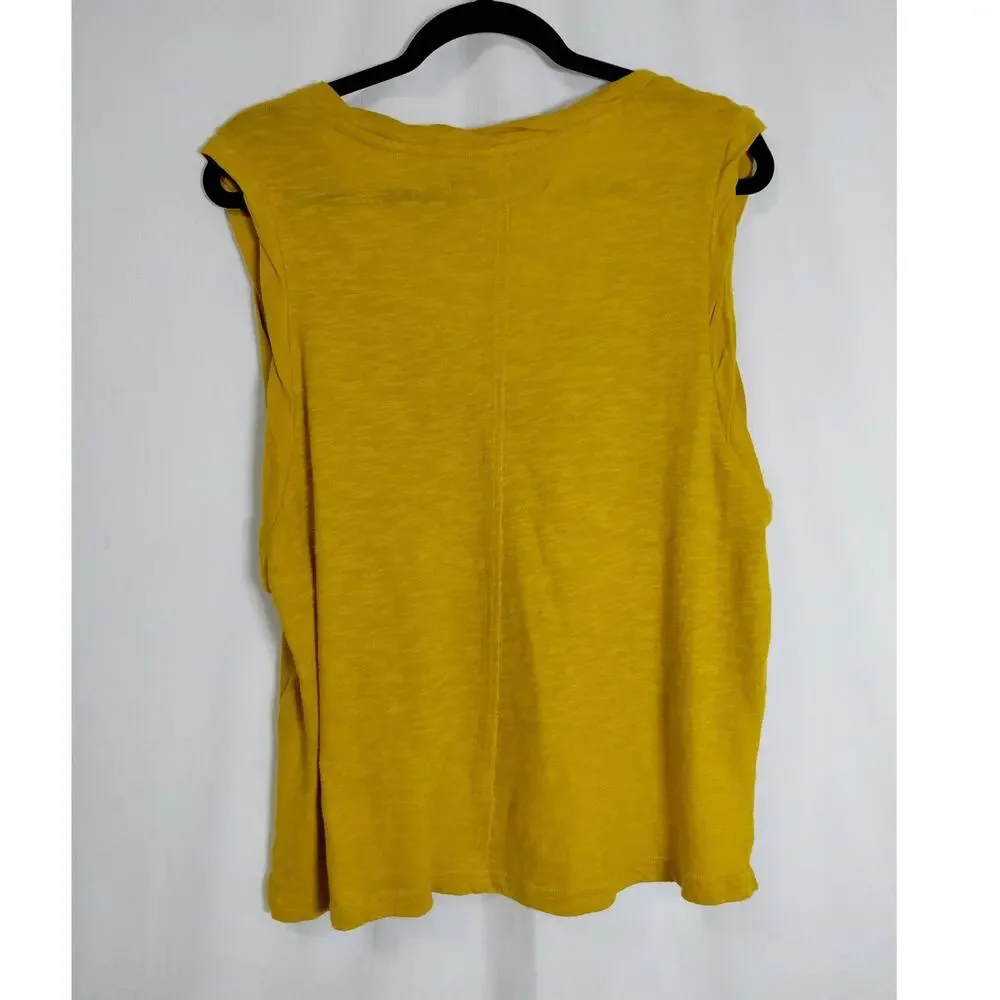 Free People Beach Yellow Scoop Neck Knit Lightweight Tank Women Size S